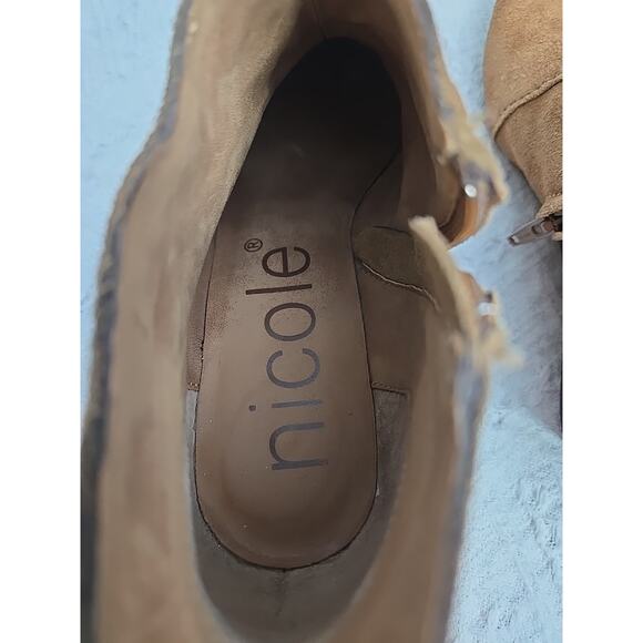 Nicole Miller Camel Tan Brown Suede Booties US 7M Boho Hippie - Picture 9 of 11